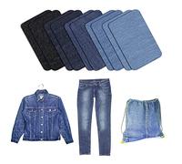 10 Pcs Denim Patches for Jeans Repair,Iron-on Jean Patches Inside & Outside Strongest Glue 100% Cotton Assorted Shades of Blue Repair Decorating Kit Size 9.5 cm x 12 cm