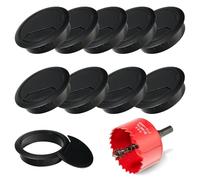 10 Pcs Desk Grommet 60mm with 60mm Hole Saw, Desk Cable Grommet, Desk Cable Hole Cover, Cable Grommet, Desk Hole Cover Office Grommets(Black)