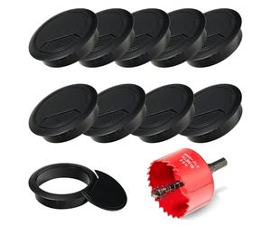 10 Pcs Desk Grommet 60mm with 60mm Hole Saw, Desk Cable Grommet, Desk Cable Hole Cover, Cable Grommet, Desk Hole Cover Office Grommets(Black)