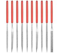 10 Pcs Diamond Needle File Set, Mini Diamond Files, Precision Small Needle Round, Flat & Triangular Jewelry File Set for Metal Modelling Wood Carving Plastic Craft Glass Files(2 x 100mm)