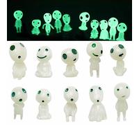 10 Pcs Different Fairy Garden Accessories Glow in Dark Tree Elves Garden Decor Miniature Luminous Ghost, Mononoke Luminous Tree Elves Spirit Kodama Gardening Potted Decoration Micro Landscape