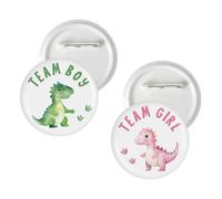 10 Pcs Dinosaur Gender Reveal Button Pins, Dino Team Boy Team Girl Badge Pins, Safari Animal Boy or Girl Stain Brooch Button for Baby Shower Party Decorations