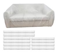 10 Pcs Disposable Furniture Dust Covers with Elastic, Plastic Dust Cover for Sofa Chair Dining Table TV Stand, Extra Large Clear Couch Bed Protector Covers for Moving and Storage, 3 Sizes (2XL 4L 4M)
