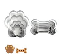 10 Pcs Dog Paw & Bone Dog Cookie Cutter Set Different Size Paw Print Animal Cookie Cutters Cute Dog Biscuit Cutter Set for DIY Baking Fondant Cake Molds Dog Treats Bones 5 Various Size