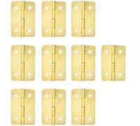 10 PCS Dolls Houses for Furniture Model Making with Screws Hardware Door Hinges Cabinet Accessories Jewelry Box Hinges(Gold-37x25mm)