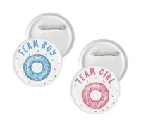 10 Pcs Donut Gender Reveal Button Pins, Sweet Donut Team Boy Team Girl Badge Pins, Dessert Boy or Girl Stain Brooch Button for Baby Shower Party Decorations