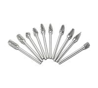 10 Pcs Double Cut Tungsten Carbide Burr Set, Rotary Die Grinder Bits with 1/8" Shank for Woodworking Carving Metal Engraving - 3mm Heads