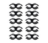 10 PCS Double Pipe Clamps, PVC Plastic U-Shaped Double Port Pipe Clips Shelf Pole Fence Panel Connector Pipe Clamp Diameter 24mm/0.9in, Black