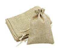 10 Pcs Drawstring Hessian Bags - 13 * 18cm (5 * 7inch) Cotton Muslin Burlap Party Storage Wrap Gift Bags for Jewellery Organiser Christmas Party Wedding Favours