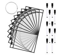 10 Pcs Dry Erase Pocket Folders, Transparent Sheets Erasable Pockets, Reusable PVC Paper Holders Sheet Protector, A4 Dry Erase Sleeves with 10 Pens, Ring for Classroom Organization Office Supplies (B)
