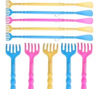 10 Pcs Dual Use Plastic Shoe Horn Massage Claw Tool | Long Handle Design Reduces Bending, Lightweight Helper for Aged Users, Travel, and Shoe Bench Areas Random Color