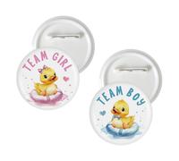 10 Pcs Duck Gender Reveal Button Pins, Yellow Duck Team Boy Team Girl Badge Pins, Waddle It Be Stain Brooch Button for Baby Shower/Gender Reveal Party Decorations