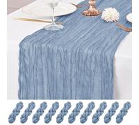 10 Pcs Dusty Blue Table Runner 10Ft Cheesecloth Table Runner 21x120 inch Rustic Gauze Table Runners Romantic Long Sheer Fabric Cheese Cloth Table Runners for Wedding Party Bridal Baby Shower