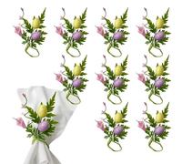 10 PCS Easter Napkin Rings,Easter Eggs Spring Napkin Rings,Eucalyptus Leaf Napkin Rings, Boho Napkin Rings