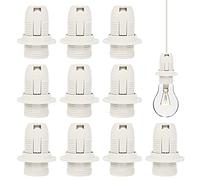 10 PCS Edison Screw E14 Socket - Insulating Plastic Shell, 250V 2A High Conductivity, Pendant Socket & Replacement Ring (White)