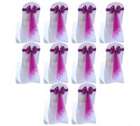 10 Pcs Elastic Chair Sashes with Decorative Bow and Buckle, Composite Fabric and Mesh Bands for Wedding, Birthday, Bridal Shower, Holiday Party, Banquet and Hotel Chair Decoration(Purple red)