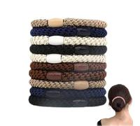 10 PCS Elastic Hair Bands for Women Girls, Fashion Hair Bobbles, Multicolour Hairs Tie, Scrunchies for Girls, Cotton Bands Soft Woven Ponytail Holders for Thick and Curly, No Damage (B)