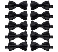 10 Pcs Elegant black Pre-tied Bow ties Formal Tuxedo Bowtie Set with Adjustable Neck Band,Gift Idea For Men And Boys (10 Pcs6)
