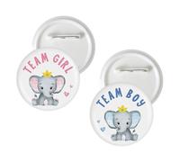 10 Pcs Elephant Gender Reveal Button Pins, Elephant Team Boy Team Girl Badge Pins, Little Peanut He or She Stain Brooch Button for Baby Shower/Gender Reveal Party Decorations