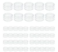 10 Pcs Empty Plastic Cosmetic Jars, 5ml Sample Containers Pots Bottles with Clear Lids,Small Clear Round Travel Sample Jar Pots, Clear Round Mini Portable Cosmetic Containers for Creams Storage