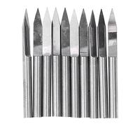 10 PCS Engraving Bits CNC Router V Bits, Accurate Tungsten Steel V Shaped Milling Cutter for Plastic, Wood, Fiberglass, Acrylic PCB Carving (0.1mm) (0.2mm)