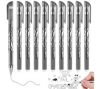 10 Pcs Erasable Pens, 0.5 mm Eraser Gel Pens with Rubbers on the End,Black Ink Rub out Pen for School Homework Office Notes Kids Adults Writing Drawing Stationery Supplies and Valentine's Day gift