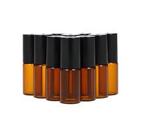 10 Pcs Essential Oils Roller Bottle Amber Glass Roll-on Bottles with Stainless Steel Ball Oil Jar Includes 3ml Dropper and Opener for Storing or Liquids Portable Professional Personal Use
