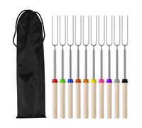 10 Pcs Extendable Marshmallow Toasting Forks Kit, 12.2-31.9 Inch Telescopic Smores Sticks, Stainless Steel BBQ Campfire Roasting Accessories for Fire Pit BBQ Camping Accessori