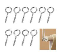 10 Pcs Eye Hooks Screw, 2.5 Inch Eye Screws Eyelet Screws Stainless Steel Heavy Duty Bolts, Rust & Corrosion Resistant, Strong Load Capacity for Indoor & Outdoor Use, for Lifting Hanging Securing