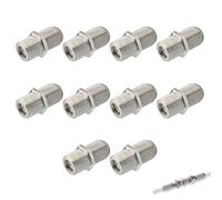 10 Pcs F Type Connector Female to Female Coupler, Satellite TV Adapter, RG6 Coaxial Cable Coupler TV Aerial Extension Adapter Satellite Cable Joiner RF Adapters for TV Antenna Set Top Box Broadband