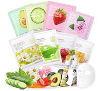 10 PCS Face Masks Skincare, Beauty Facial Sheet Mask, Collagen Firming Hydrating & Nourishing Face Masks, Clean Face Mask Skincare Multipack Sheet Mask Gifts Set for All Skin Types, Pack of 8+2