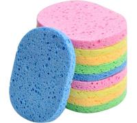 10 Pcs Face Sponges Cleansing, Natural Cellulose Facial Sponges Exfoliating Large, Reusable Makeup Remover Sponge Pads, Face Wash Sponge Cleaning Cosmetic Spa Mask, Non-Irritating (12mm, Multicolor)