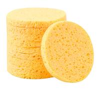 10 Pcs Facial Sponges, Cellulose Face Sponge, Face Cleansing Washing Sponges, Make Up Remover Sponges Pads, Beauty Sponges for Facial SPA Massage Makeup Removal (Yellow) (Round)