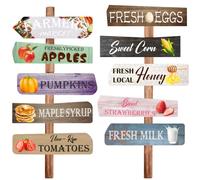 10 Pcs Farmers Market Directional Sign Fresh Produce Sign with 20Pcs Glue Market Theme for Party Decor Outdoors Business Supplies Not Include Wooden Stakes
