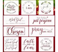 10 PCS Farmhouse Christian Stencils for DIY Wood Crafts Signs - Inspirational Bible Verse & Motivational Quote Stencils for Wall Decor, Office & Home - Reusable Templates for Faith-Based Projects
