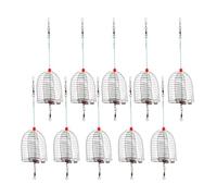 10 Pcs Feeder Cage Stainless Steel Spring Mesh Bait Trap | Anti Corrosion Silver Finish, Compact Carry Size, for Groundbait, Shrimps, River and Shore Use