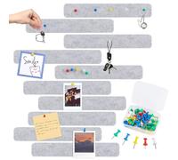 10 Pcs Felt Pin Board Bar, Self-Adhesive Bulletin Board Bar Strips, Pin Board Felt Wall Organizer with 50 Push Pins, Home Office Memo Notice Boards Cork Board Bulletin Board Strips, 33 * 5cm (White)