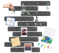 10 Pcs Felt Pin Board Bar, Self-Adhesive Bulletin Board Bar Strips, Pin Board Felt Wall Organizer with 50 Push Pins, Home Office Memo Notice Boards Cork Board Bulletin Board Strips, 33 * 5cm (Grey)