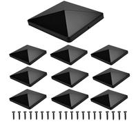 10 PCS Fence Post Cap,Plastic Post Caps with 20pcs10mm Screws,Black Fence Post Toppers for 4''x4''Square Column,Durable Outdoor Post Covers,Fence Post Tops Cover Prolong The Life of Your Fence