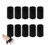 10 PCS Finger Sleeves, Thumb Splint Brace Elastic Finger Support Brace Protector Tape Breathable for Pain Relief Arthritis Trigger Basketball Baseball Compression Protector, Black