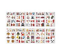 10 Pcs Fire Fake Tattoo Firefighter Temporary Tattoos Waterproof Firetruck Tattoo Sticker for Fire Education Theme Party