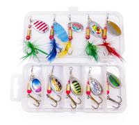 10 Pcs Fishing Spinners, Fishing Lures Rotating Sequins Hand Crank Sequins Spinner Metal Sequins Multi Colored Fishing Accessories Fakes Baits for Freshwater Saltwater Fishing in Storage Box