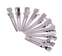 10 Pcs Flat Metal Hair Clips with a Prong for Bows, Braids, Headband, Grey