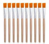 10 PCS Flat Paint Brushes, Art Paint Brushes with Short Wooden Handles, Acrylic Paint-Brush Wood Artist Craft PaintBrushes Miniature Small Thin Painting Brushe for Watercolor Oil Detail Painting Job