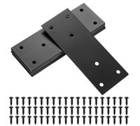 10 Pcs Flat Straight Mending Plates, Flat Plate Bracket, Flat Connecting Mending Plates Braces Brackets, Stainless Steel Support Joining Plate Furniture Repair Plate Fixing (Black 128x48mm)