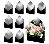 10 Pcs Florist Bouquet Envelope Boxes,Black Stripe Style Flower Bouquet Package Gift Folding Paper Boxes for Florist Arrangements, Weddings, Birthdays, Mother's Day,Parties,9.05 x 3 x13.7 Inch