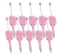 10 Pcs Fluffy Beadable Ballpoint Pens Retractable Plush Ball Beaded Pens Cute Plastic Bead Pens Funny DIY Black Ink Pens Pom Pom Writing Pens with Shaft DIY Pens Making Kit for Office Supplies