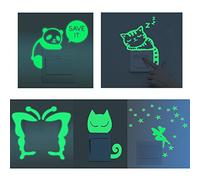 10 PCS Fluorescent Switch Stickers, Glow in The Dark Wall Stickers Rooms Bathroom Sticker Home Decoration (Five Styles, Two of Each Style)