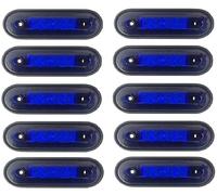 10 PCS Flush Blue 4 Led Marker Light Lamp Curved Surface Led Clearance Blue Light Bar 12V 24V Waterproof IP67 For Truck Lorry SUV Caravan