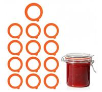 10 Pcs Food Grade Silicone Jar Gaskets Seals Replacement, Sturdy Soft Elastic Sealing Rings Compatible with Kilner Jars & Glass Cans, Keep Food Fresh (Orange)